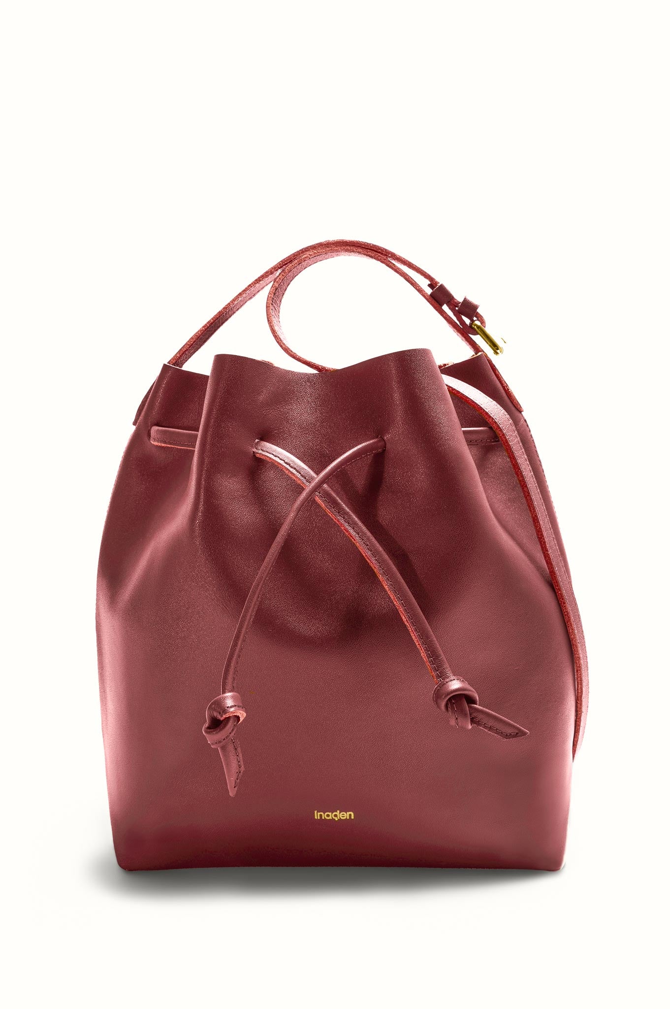 Sac Seau en Cuir souple Inaden Woodé Bordeaux