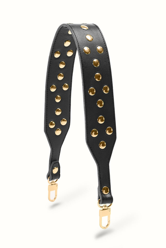 Black Leather Studded Shoulder Strap