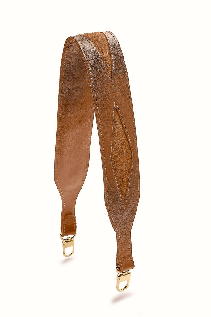 Camel Leather & Suede Shoulder Strap