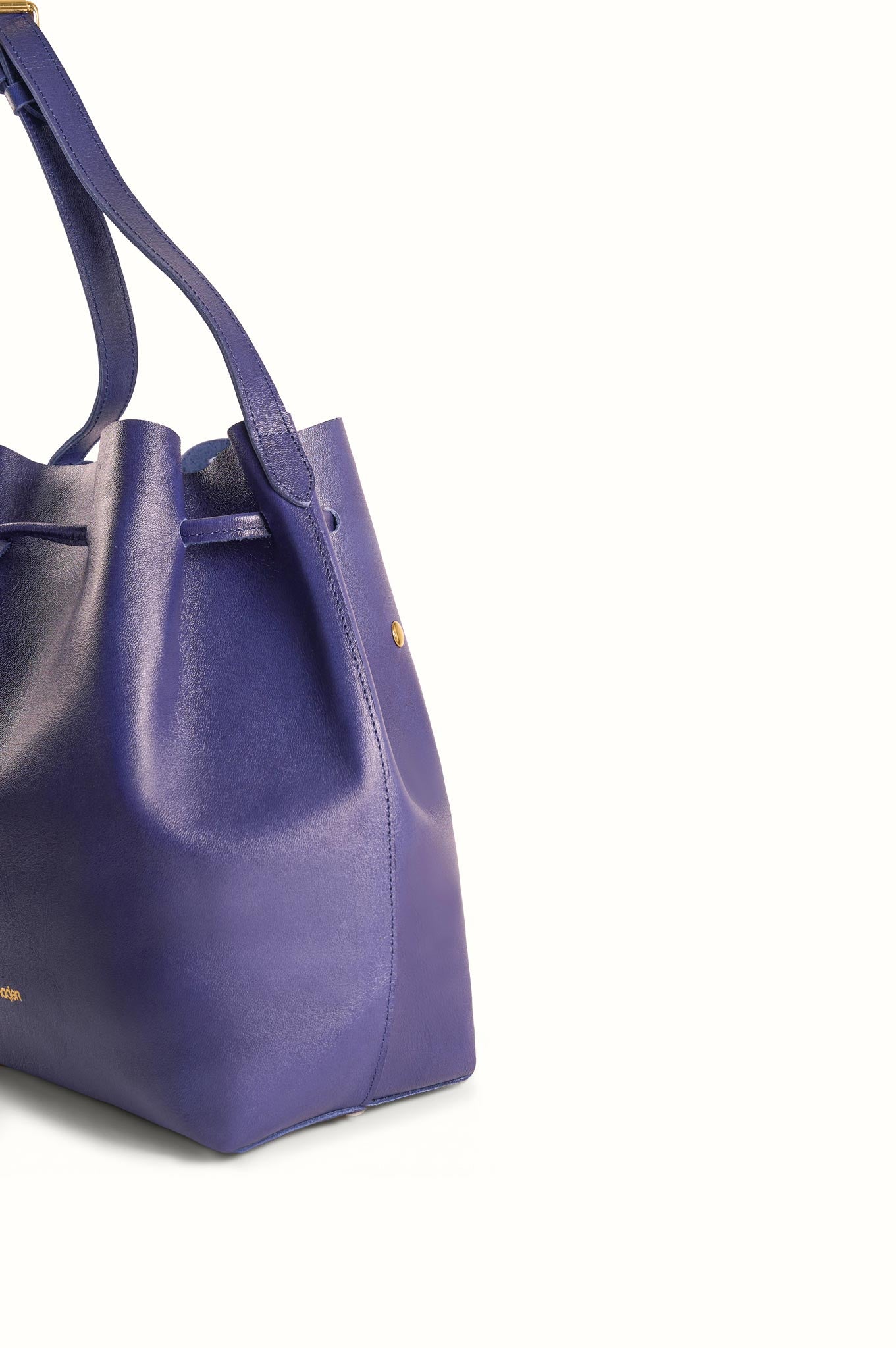 Blue Woodé Leather Bucket Bag