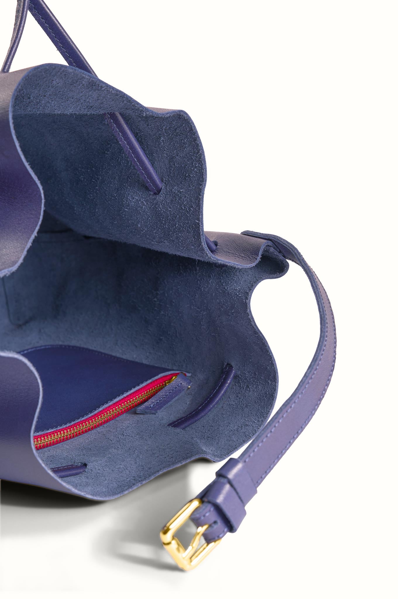 Blue Woodé Leather Bucket Bag