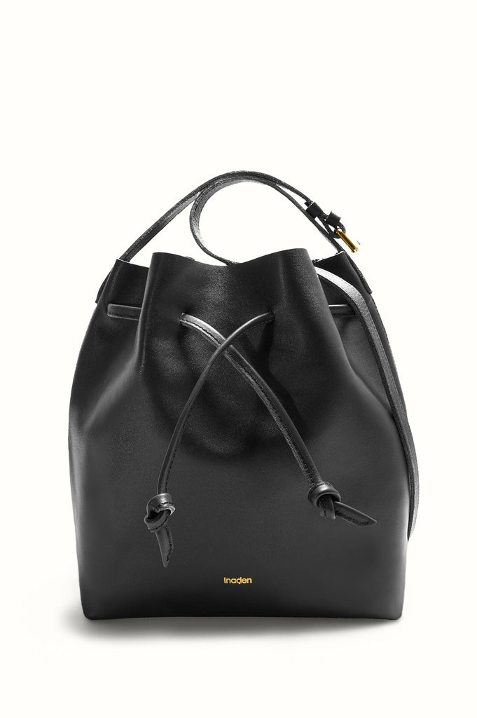 Black Woodé Leather Bucket Bag