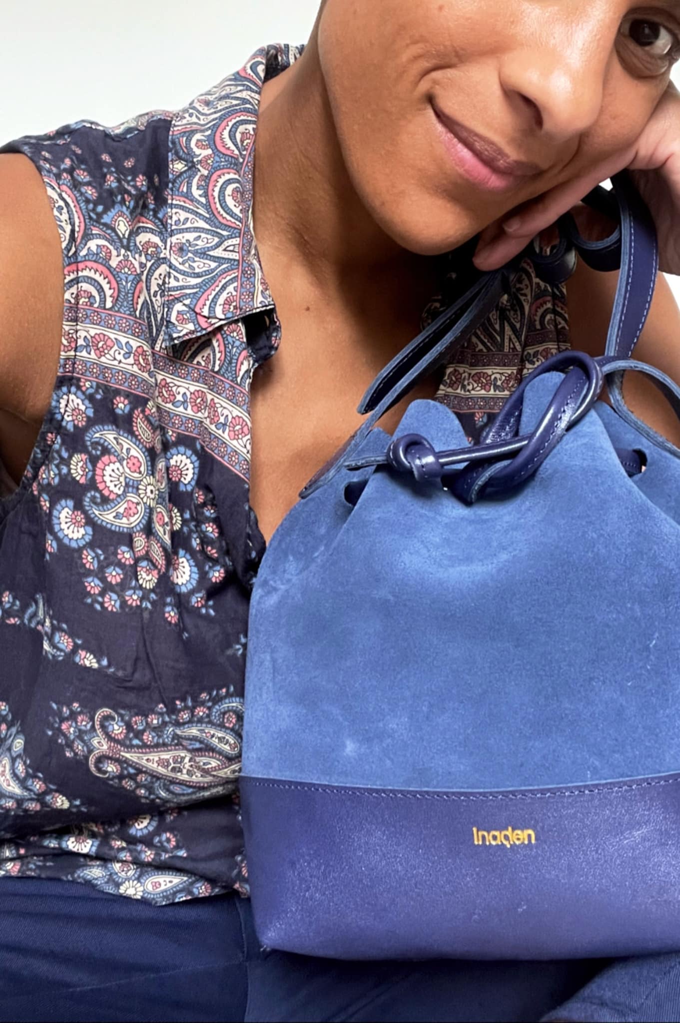 Inaden Sac A Main Seau Sac Seau En Cuir Bi-matière Petit Format